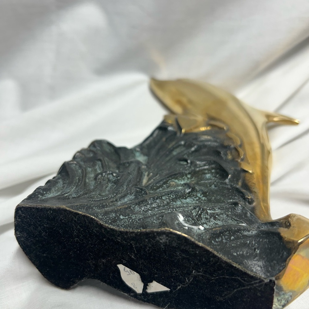 Vintage Brass Metal Dolphin With Ocean Waves Nautical Bookends MCM 70s - Picture 15 of 16
